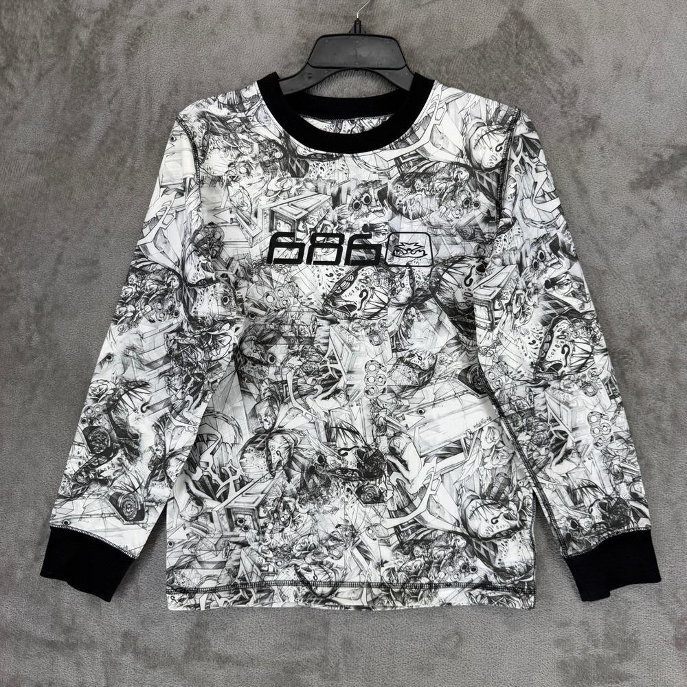 686 Performance Dry‎ Long Sleeve Graphic Shirt Mens XL White Black Streetwear